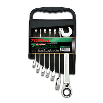 TOPTUL GAAM0709 Pro-Series Reversible Ratchet Combination Wrench Set (7 Pcs) 